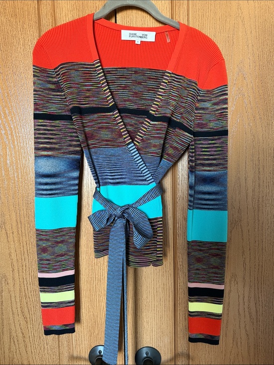 Diane Von Furstenberg Sweaters - DVF Striped Wrap Cardigan